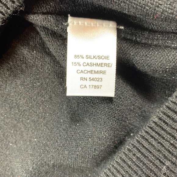 Banana Republic Sweater Mens Large Silk Cashmere Blend Black V-Neck Pullover - Picture 4 of 7